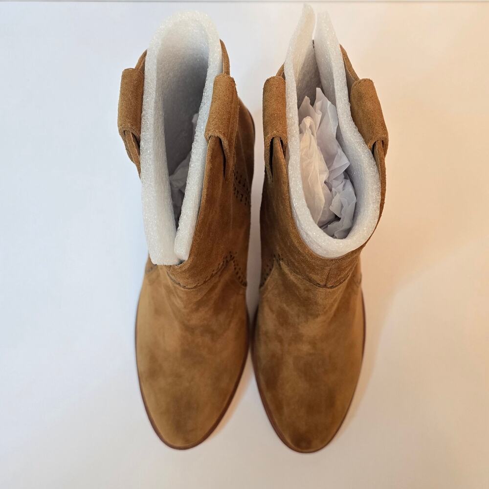 Joie Monte Boots Cognac Tan Suede Leather Size EU 37.5 US 7.5 Studded Western - Picture 9 of 11